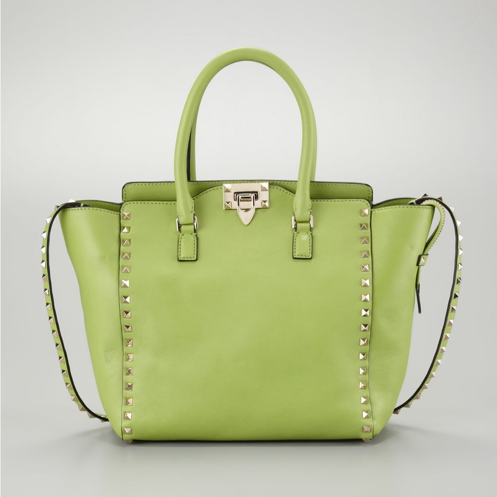 Valentino Rockstud Medium Tote Bag, Pop Apple